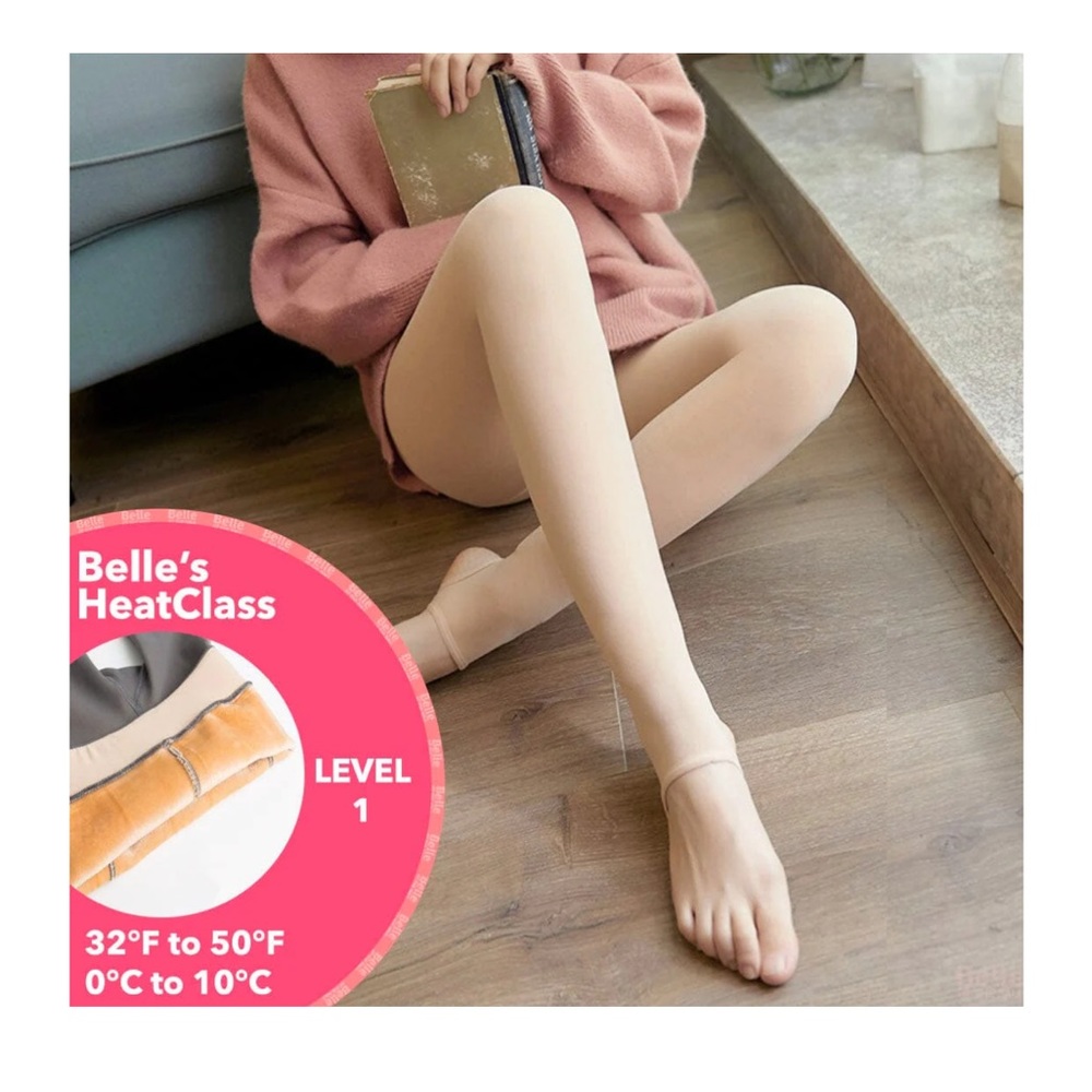 Fleece lined tights stirrup nude